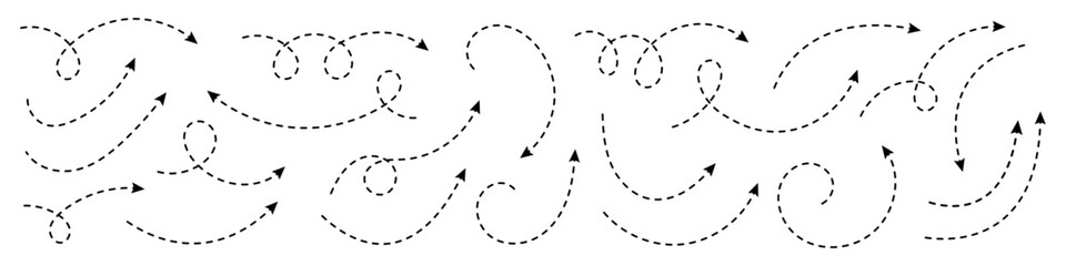 Wall Mural - curved dotted arrow. zigzag arrow stripes design with dotted lines.