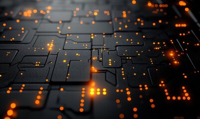 Wall Mural - glowing circuits and microchips on a motherboard.