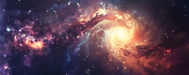 Wall Mural - a galaxy with a spiral shape and a bright yellow star