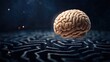 © Tonghomstock - A surreal image of a floating brain above a complex maze, symbolizing thought, intelligence, and the complexity of the mind.