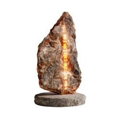 Wall Mural - Glowing Stone Sculpture with Illuminated Patterns and Textures Highlighting Natural and Artistic Elements