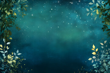 Wall Mural - starry night sky with foliage and subtle aurora glow