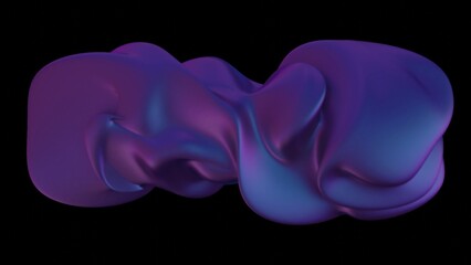 Aufkleber - Abstract fluid sculpture in swirling purple and blue hues on a black background, forming a soft, organic shape with smooth transitions and a dreamlike aesthetic........
