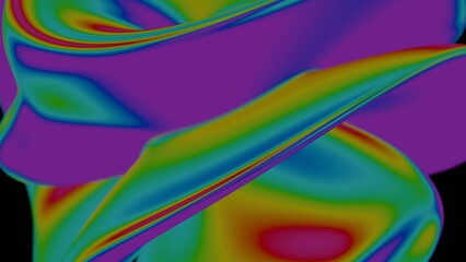 Leinwandbilder - Vibrant rainbow fluid forms swirl in a psychedelic gradient, creating a dynamic abstract design with bold color transitions and a smooth, dreamlike flow........