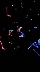 Aufkleber - Neon-colored dots, lines, and shapes floating across a black background, forming a vibrant, futuristic scene with hints of cosmic geometry and minimalistic design........