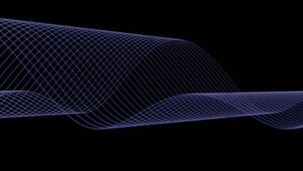Leinwandbilder - Glowing dotted lines form a smooth, flowing wave on a black background, creating a modern, minimalistic, and dynamic abstract design........
