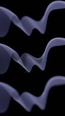 Leinwandbilder - Flowing dotted lines forming twisting wave patterns on a black background, creating a dynamic, futuristic, and minimal abstract design........