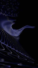 Leinwandbilder - Curved glowing lines forming a fluid wave pattern on a black background, creating a minimal and futuristic abstract design........