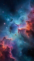 colorful nebulae and stars in an abstract space background.