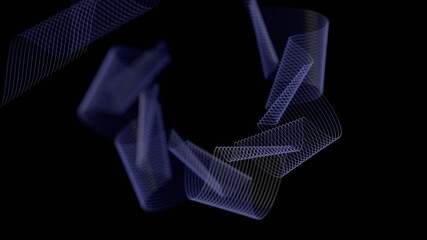 Aufkleber - Glowing swirling lines forming a twisting wave pattern on a black background, creating a dynamic abstract design with a minimalistic, futuristic aesthetic.