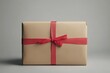 © Olha - Holiday delivery package wrapped in elegant paper with red ribbon Generative AI