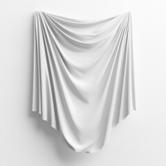Poster - Elegant White Fabric Drape on White Wall - Minimalist Texture and Soft Shadows, Abstract Art Installation