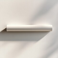Poster - Minimalist Cream Cylinder on Textured Surface with Shadow Patterns, Ideal for Mockups and Product Displays 