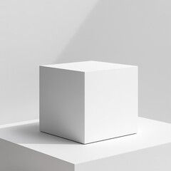 Poster - Minimalist White Cube Display: Geometric Simplicity for Modern Product Showcase and Artistic Mockups.