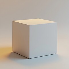 Poster - Minimalist White Cube Object on Soft Background with Subtle Light and Shadow Details