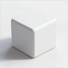 Aufkleber - Minimalist White Cube with Rounded Edges on Seamless Background Casting Soft Shadow, Clean Composition