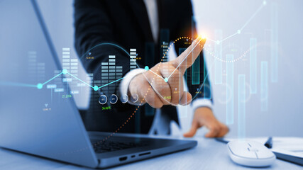 Aufkleber - Analysis finance grow graph and market investment.Business strategy and data on economic growth graph chart.	
Business finance growth and graph chart diagram and analysing sale data.