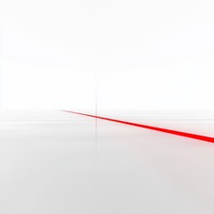 Aufkleber - Red Line Crossing White Space: A Minimalist Abstract Composition with Leading Lines and Depth