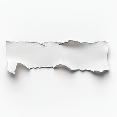 Poster - Torn Paper Fragment on White: A Study in Texture, Light, and Shadow with Rough Edges and Subtle Contrast. 