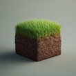 © Going Place - Cube of Lush Grass on Top of Rich Soil in Minimalist Setting