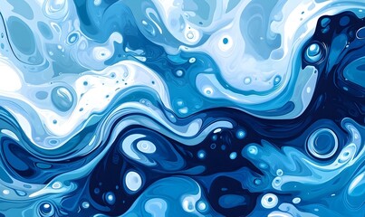 Wall Mural - Abstract Water Flow: An artistic and vibrant illustration of water flow, capturing the fluid movement and mesmerizing patterns in shades of blue, offering a sense of depth and tranquility.