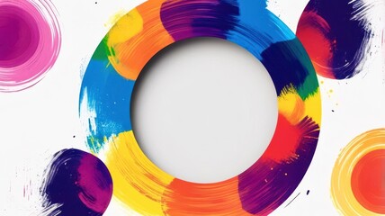 Poster - A colorful painting with a white circle in the middle