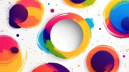 Poster - A colorful abstract painting with a white circle in the middle