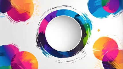 Poster - A colorful abstract painting with a white circle in the middle