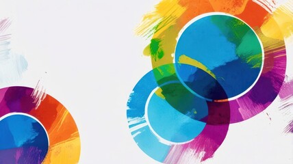 Poster - A colorful abstract painting with circles of different colors