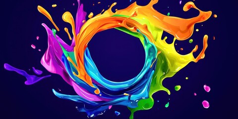 Poster - A colorful splash of paint with a rainbow swirl