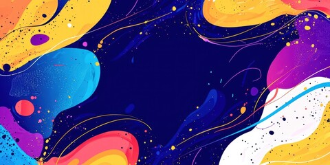 Poster - A colorful background with a blue and white line
