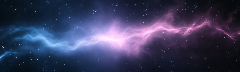 Poster - Vibrant cosmic energy swirling through a dark, starry universe backdrop.