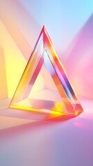 Aufkleber - Glass transparent pyramid reflecting vivid colors with soft shadows