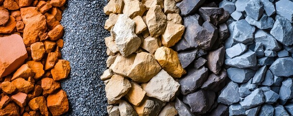 Poster - Different construction aggregates showing various colors and textures