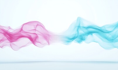 Aufkleber - Flowing colorful smoke in pink and blue against a light background.