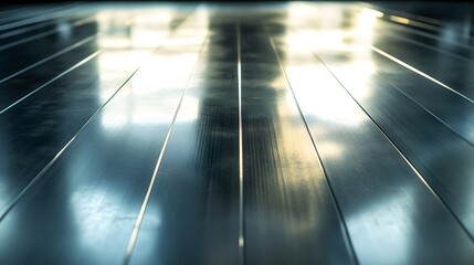 Fototapete - Polished metal surface reflecting light creating modern industrial pattern