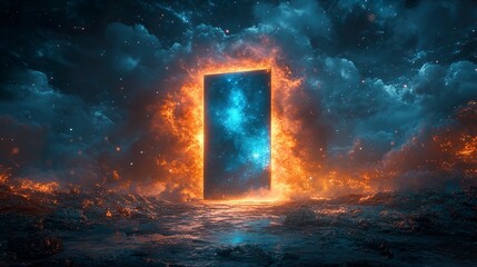 Wall Mural - mysterious doorway in the depths of space