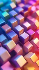 Aufkleber - Colorful cubes forming an abstract pattern: a 3d render
