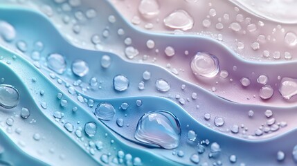 Aufkleber - Water droplets resting on a wavy pastel surface