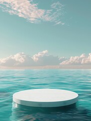 Wall Mural - Serene circular platform floating on tranquil water