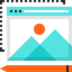 content flat line web icon concept