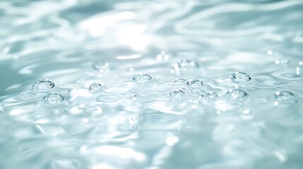 Aufkleber - Calm water surface with gentle ripples and bubbles reflecting light.