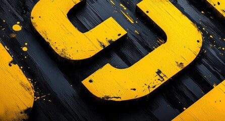 Aufkleber - Vibrant Number Pattern in Monochromatic Yellow Art