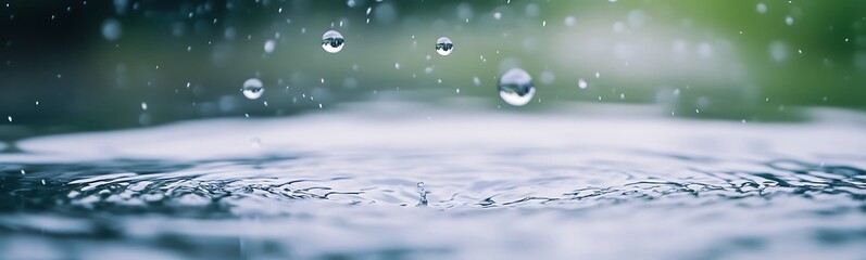 Poster - Close-up of water droplets on a surface, creating a serene and tranquil atmosphere.