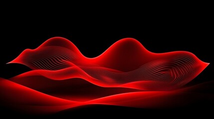 Wall Mural - Abstract Red Waves with Smooth Curves and Dynamic Light Patterns in a Futuristic Design