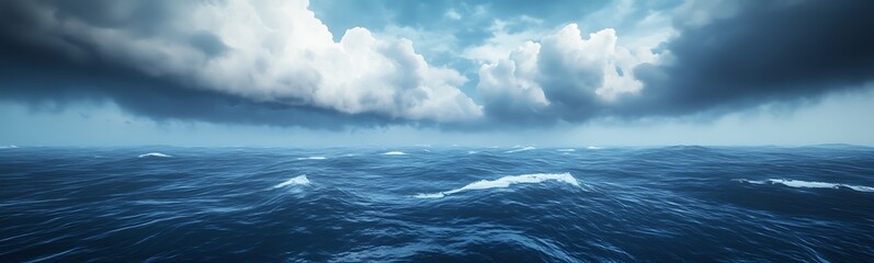 Aufkleber - Vast ocean under a dramatic sky, showcasing waves and clouds in a serene landscape.