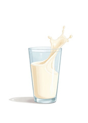 Wall Mural - Milk Splashing in Glass, Isolated White Background