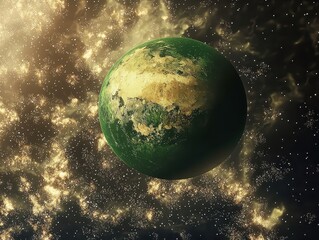 Wall Mural - a green earth suspended in the vastness of space surrounded by stars and cosmic wonders in a deep-sp