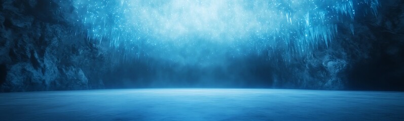 Leinwandbilder - Mysterious blue light illuminating a serene, empty space, creating an ethereal atmosphere.