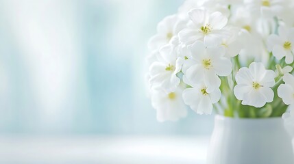 Leinwandbilder - Elegant arrangement of white flowers in a vase with soft background for a serene atmosphere : Generative AI
